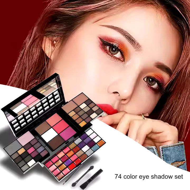 "74 Colors Makeup Kit for Women - Complete Cosmetics Box Set | All-in-One Makeup Collection by Qlick"