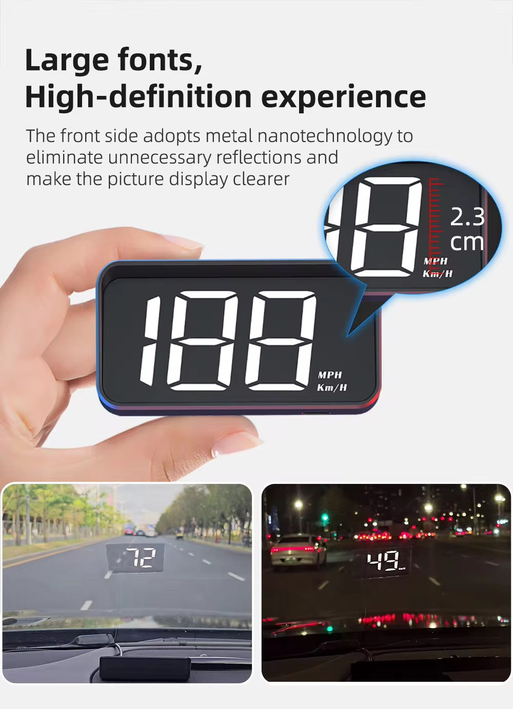 "Qlick car HUD β plug and play heads-up display for speed and navigation"