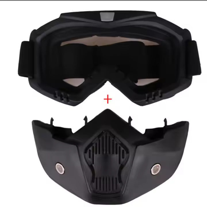Windproof Tactical Full Face Mask with Goggles – Motorcycle & Cycling Protection Gear