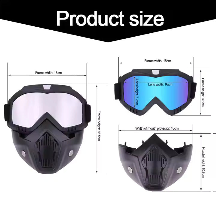 Windproof Tactical Full Face Mask with Goggles – Motorcycle & Cycling Protection Gear