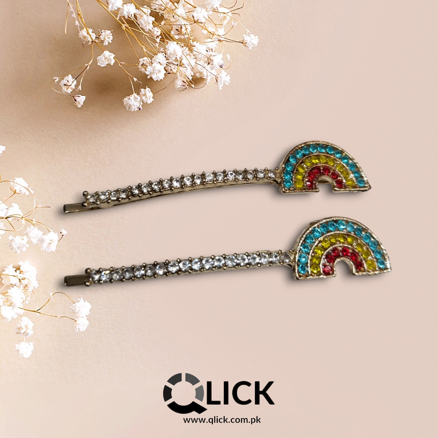 Semi Circle Multi Rhinestone Metal Hair Pins (pair)