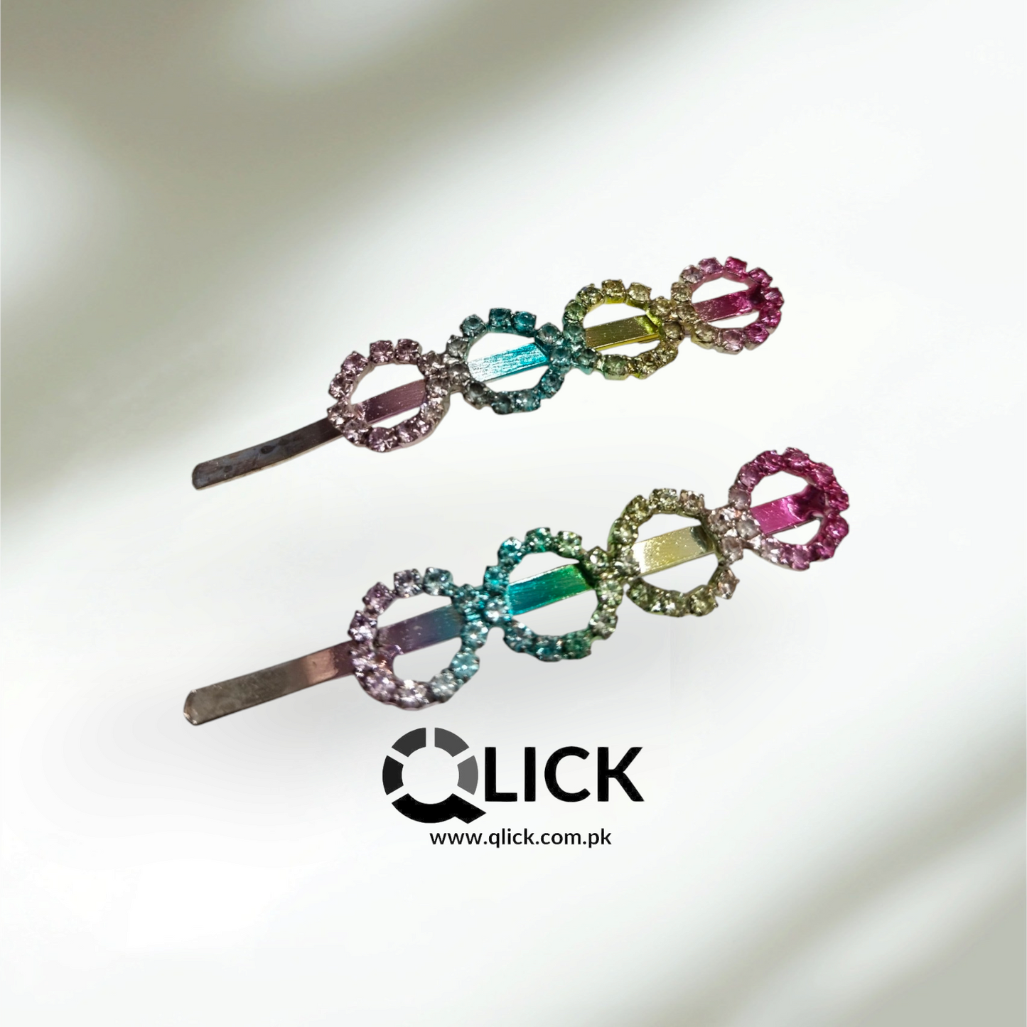 Rainbow Rhinestone Metal Knotted Hair Pin (pair)