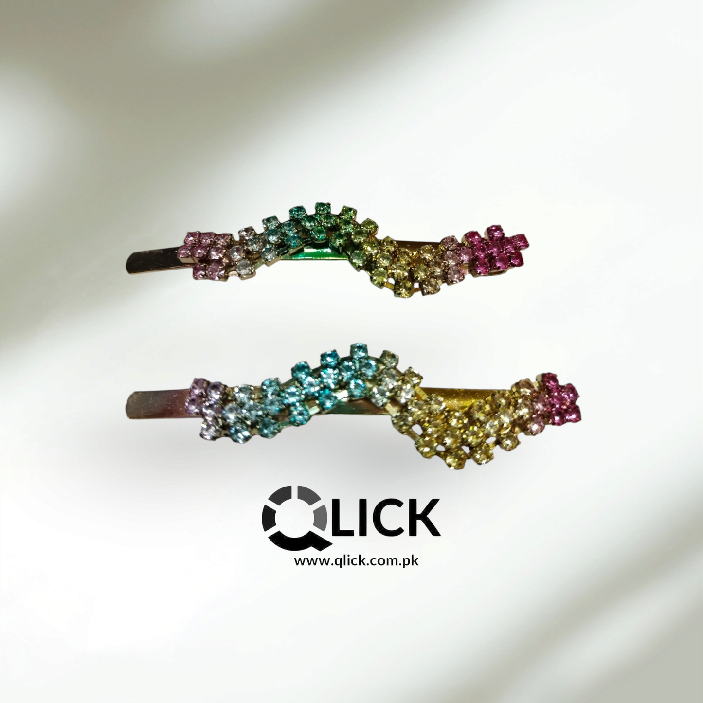 Rainbow Rhinestone Metal Knotted Hair Pin (pair)