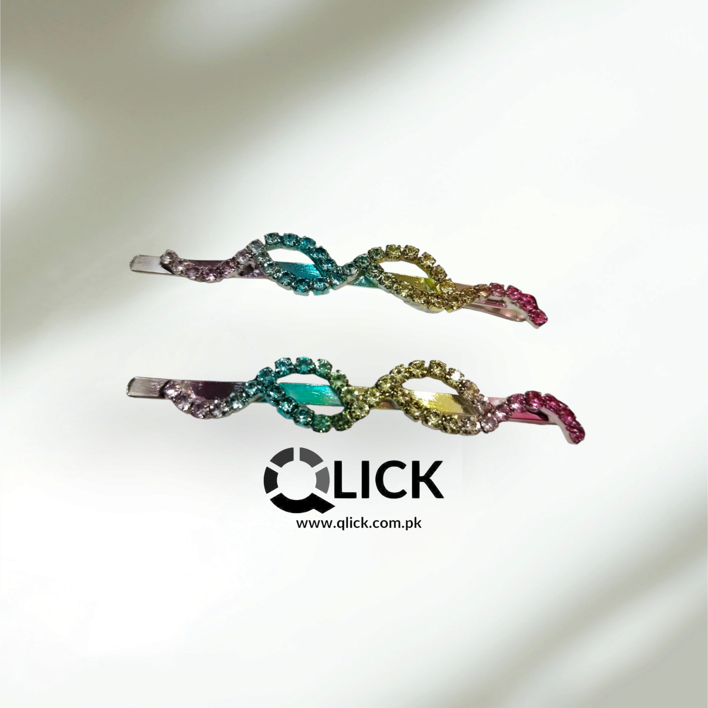 Rainbow Rhinestone Metal Knotted Hair Pin (pair)