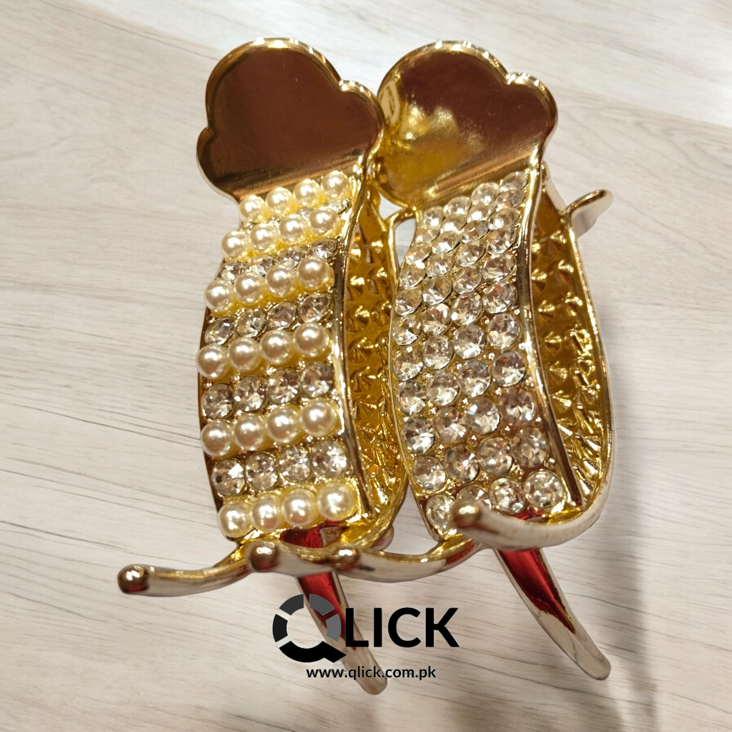 Rhinestone Pearls High Pony Tail Metal Claw