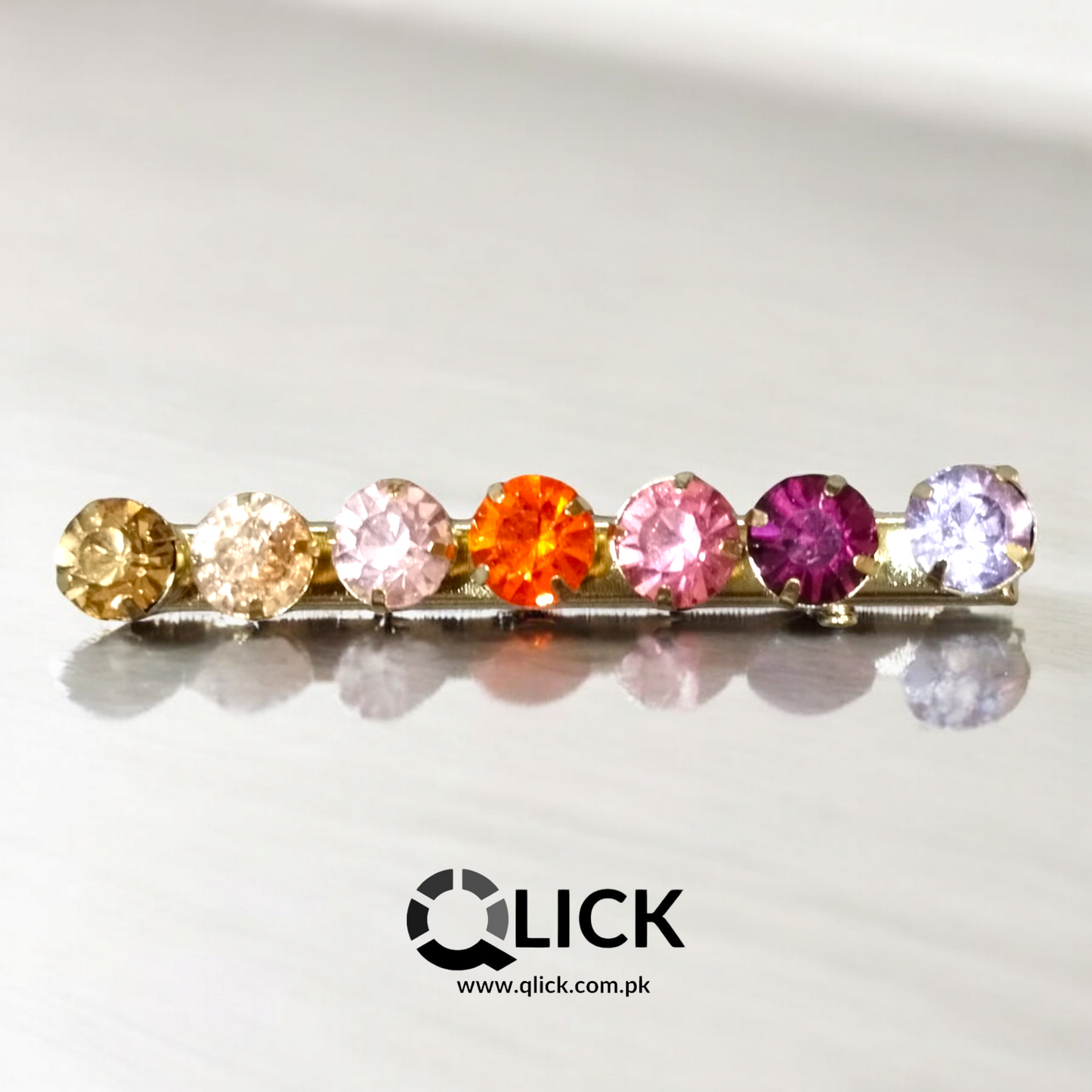 Rainbow Large Crystal Metal Barrette/Clip