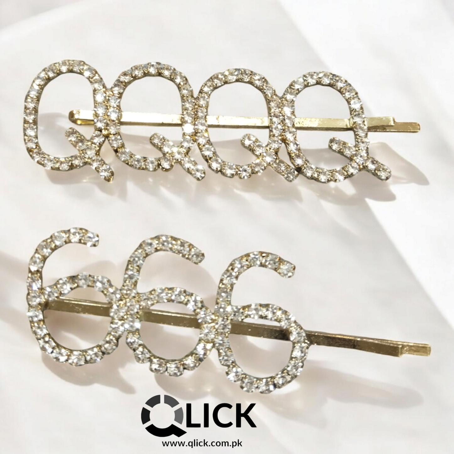 Text Rhinestone Hair Pins