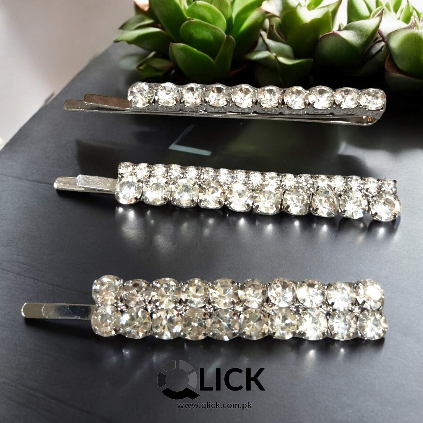 Fancy Crystal Diamond Metal Hair Pins (3pcs)