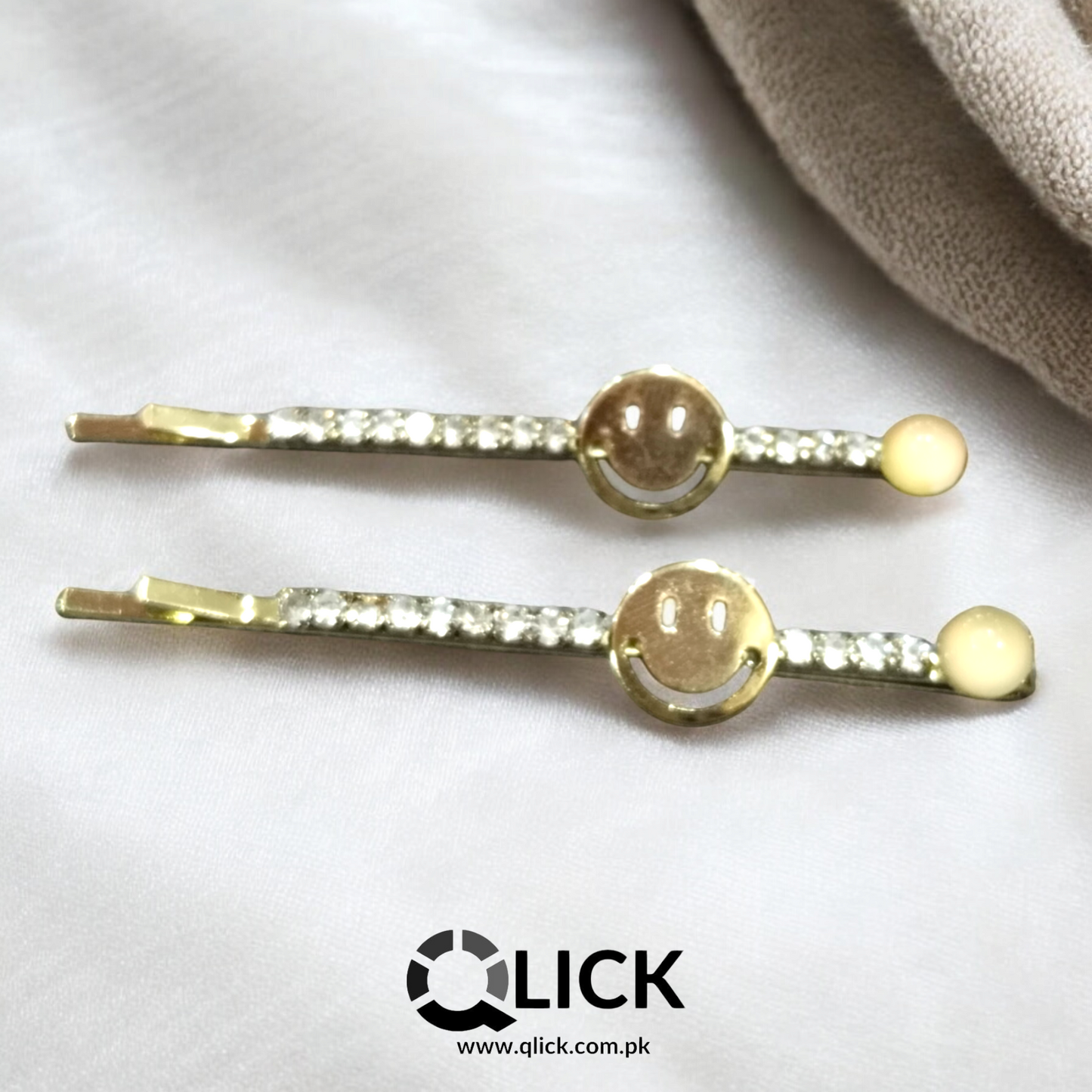 Gold Finish smiley Face Hair Pins (pair)