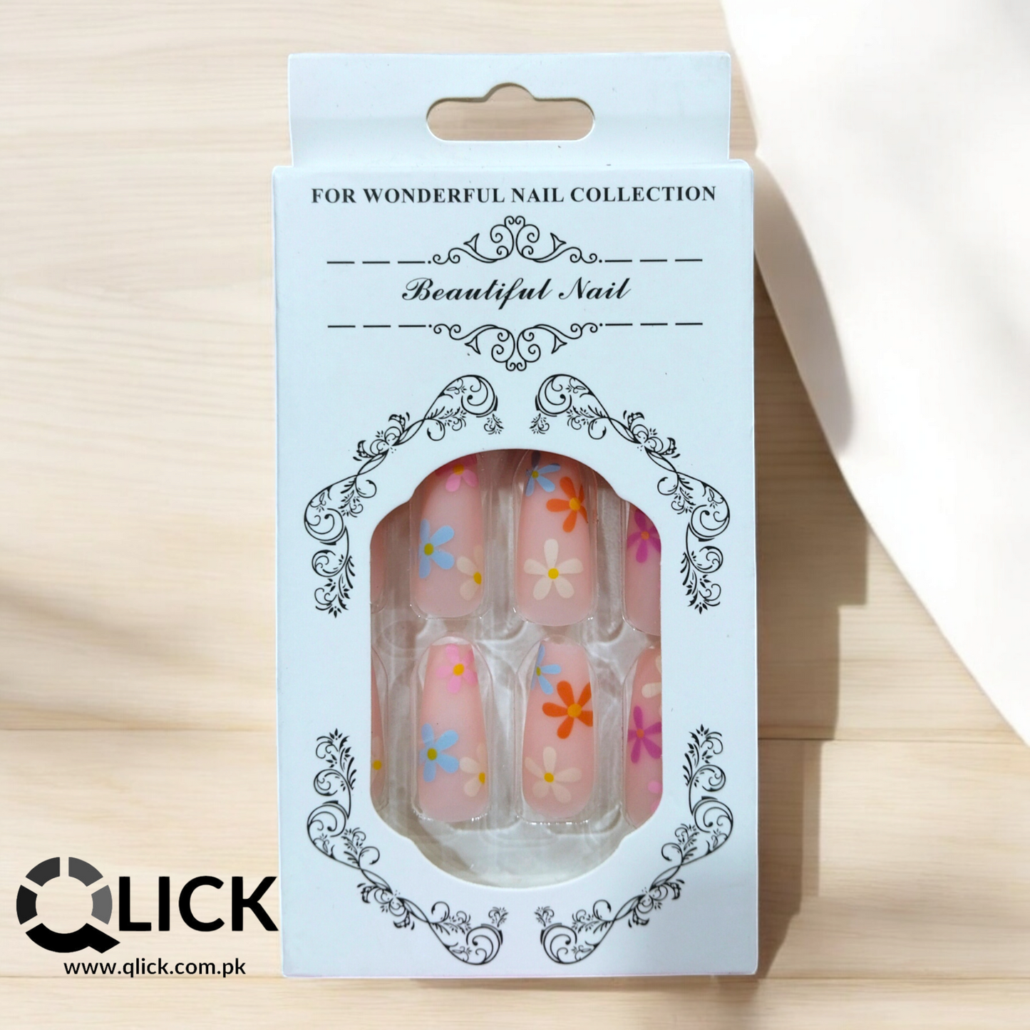 Long Ballerina Floral Press on Nails/Faux Nails 24Pcs+nail stickers