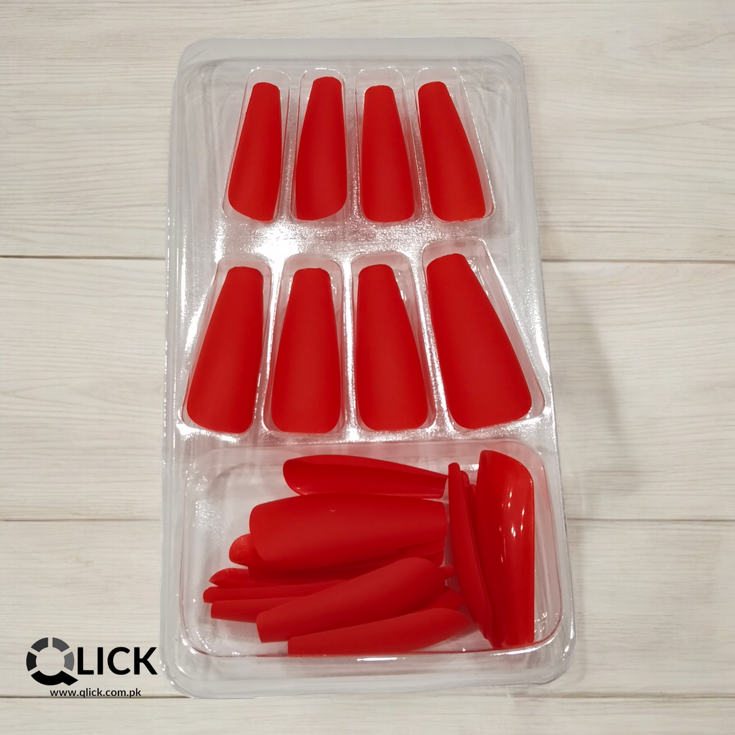 Red Coffin Long Press On Nails/Faux Nails 24Pcs+Nail glue stickers