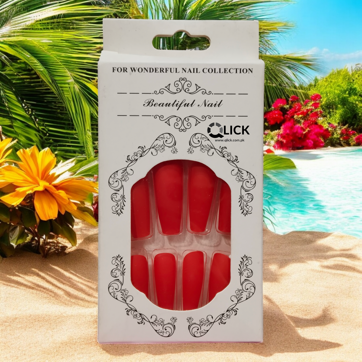 Red Coffin Long Press On Nails/Faux Nails 24Pcs+Nail glue stickers