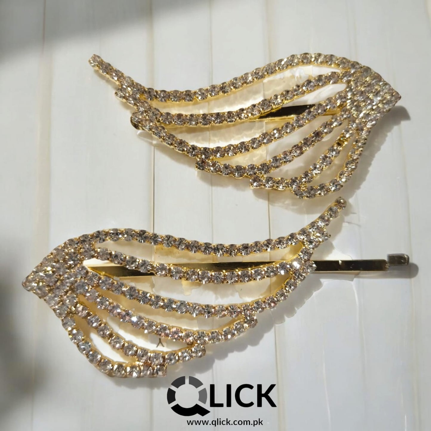 Leaf Rhinestone Metal Pins (pair)