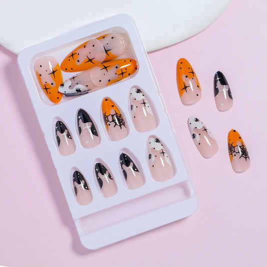 Almond False Nails Halloween Theme/Pointed Tip/Press on Nails