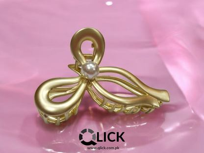 Bow-Style Metal Claw with Pearl