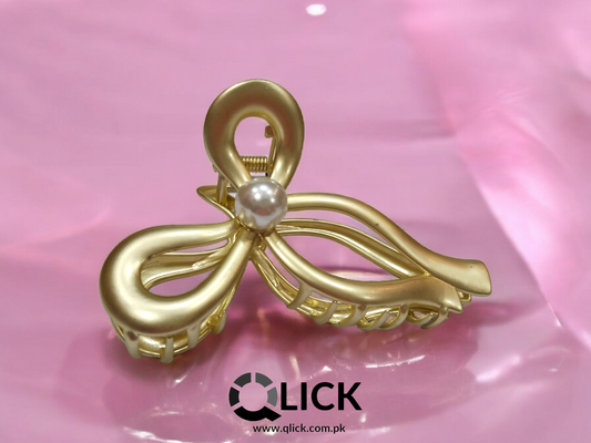Bow-Style Metal Claw with Pearl