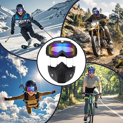 Windproof Tactical Full Face Mask with Goggles – Motorcycle & Cycling Protection Gear