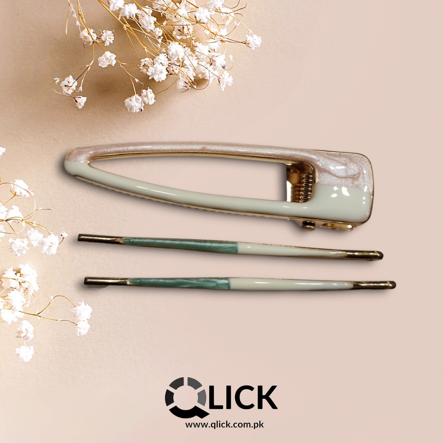 Resin Metal Hair Clip/Barrette Set