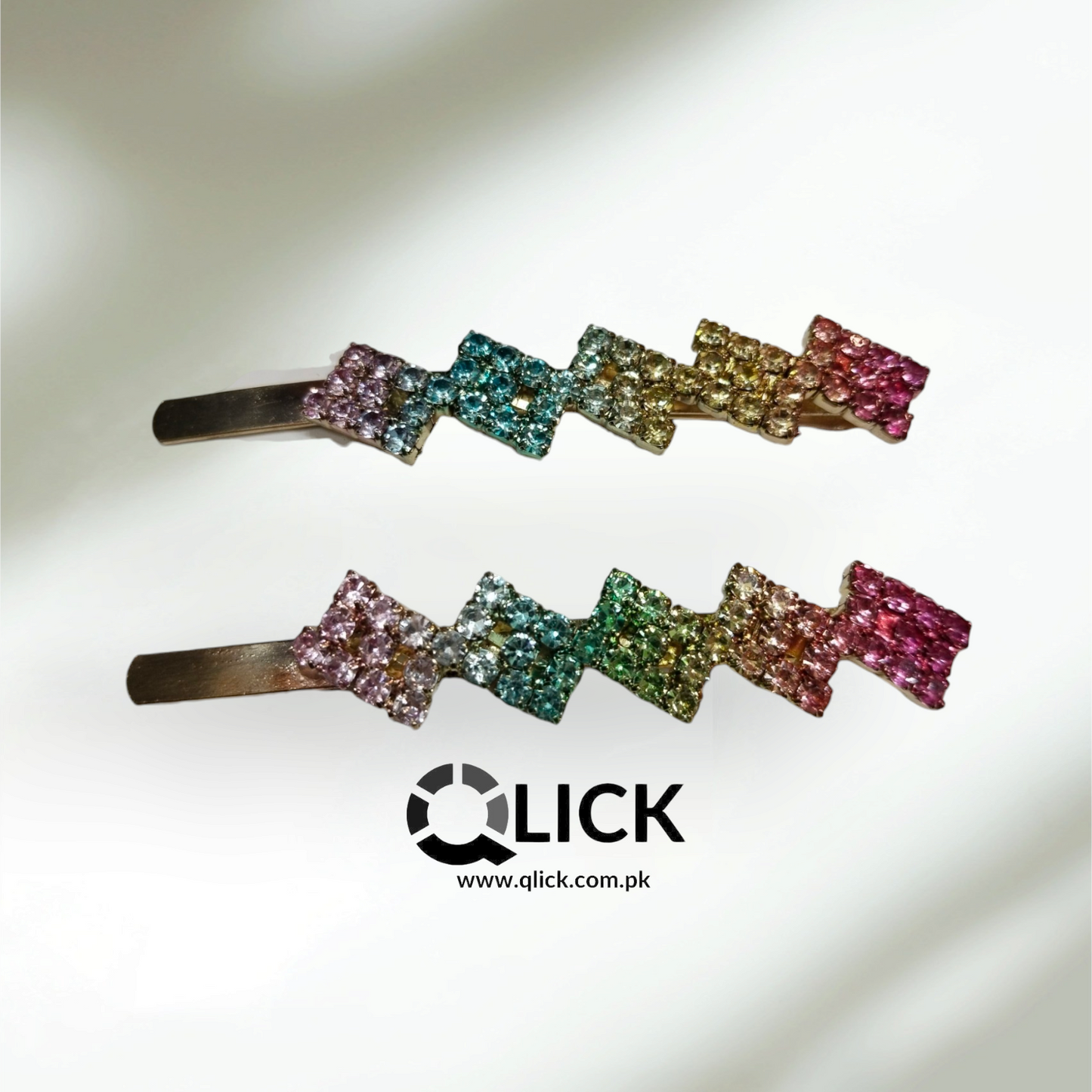 Rainbow Rhinestone Metal Knotted Hair Pin (pair)