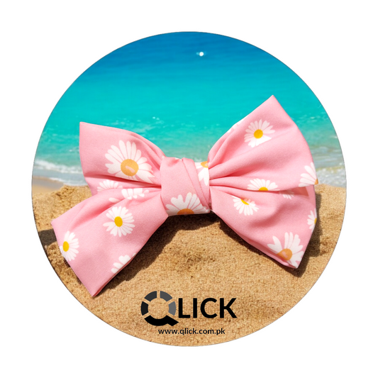 Pink Floral Bow Clip