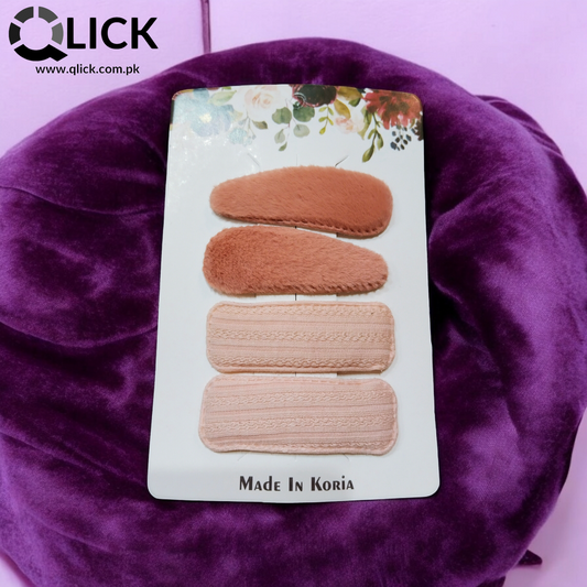 Cute Plush Fabric Hair Pins 4pcs