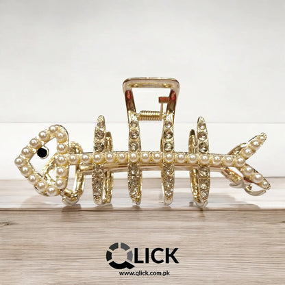 Rhinestone Metal Fish Hair Claw