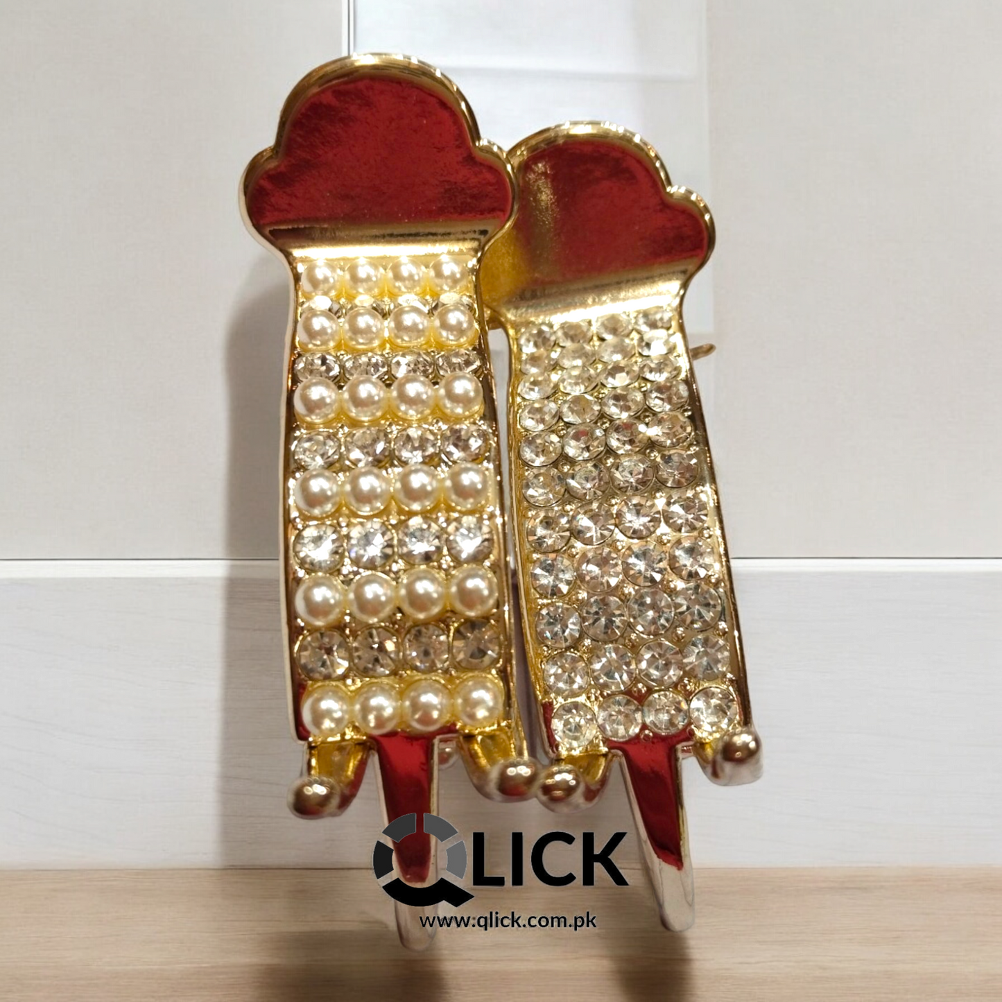 Rhinestone Pearls High Pony Tail Metal Claw