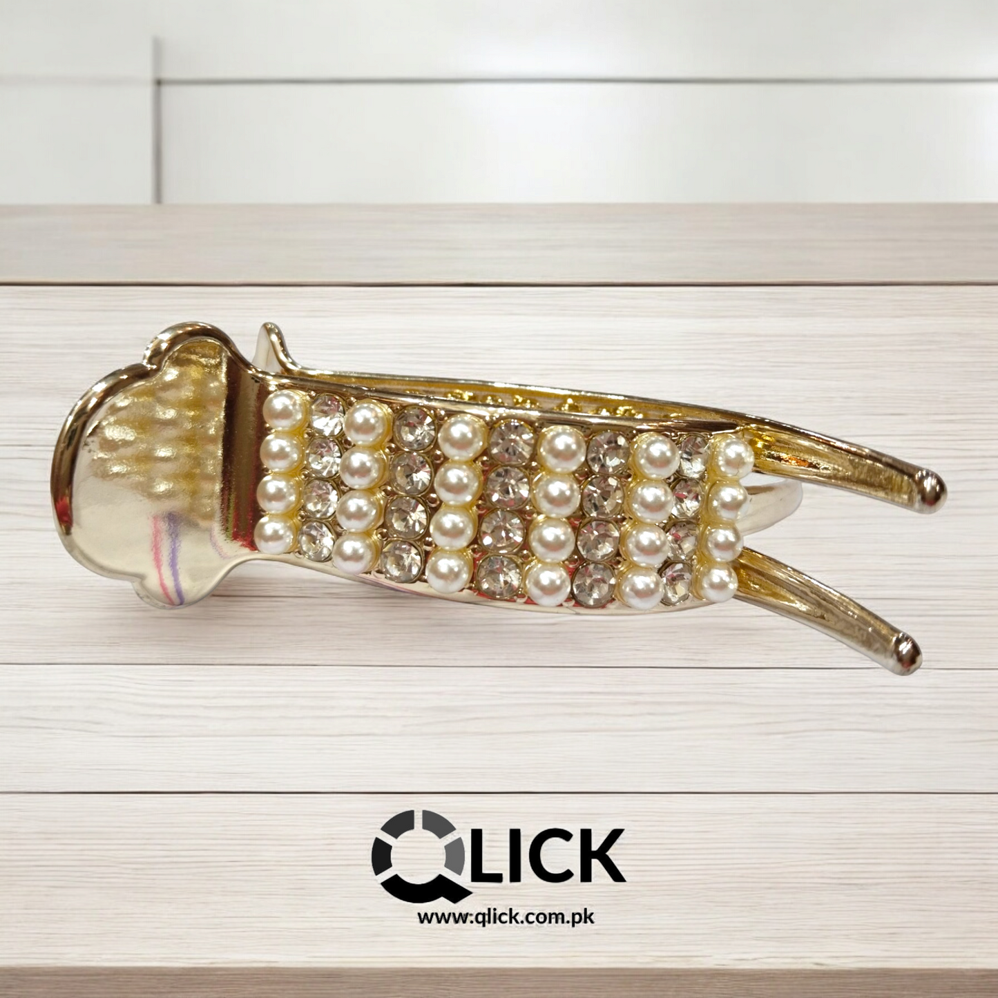 Rhinestone Pearls High Pony Tail Metal Claw