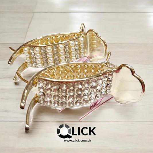 Rhinestone Pearls High Pony Tail Metal Claw