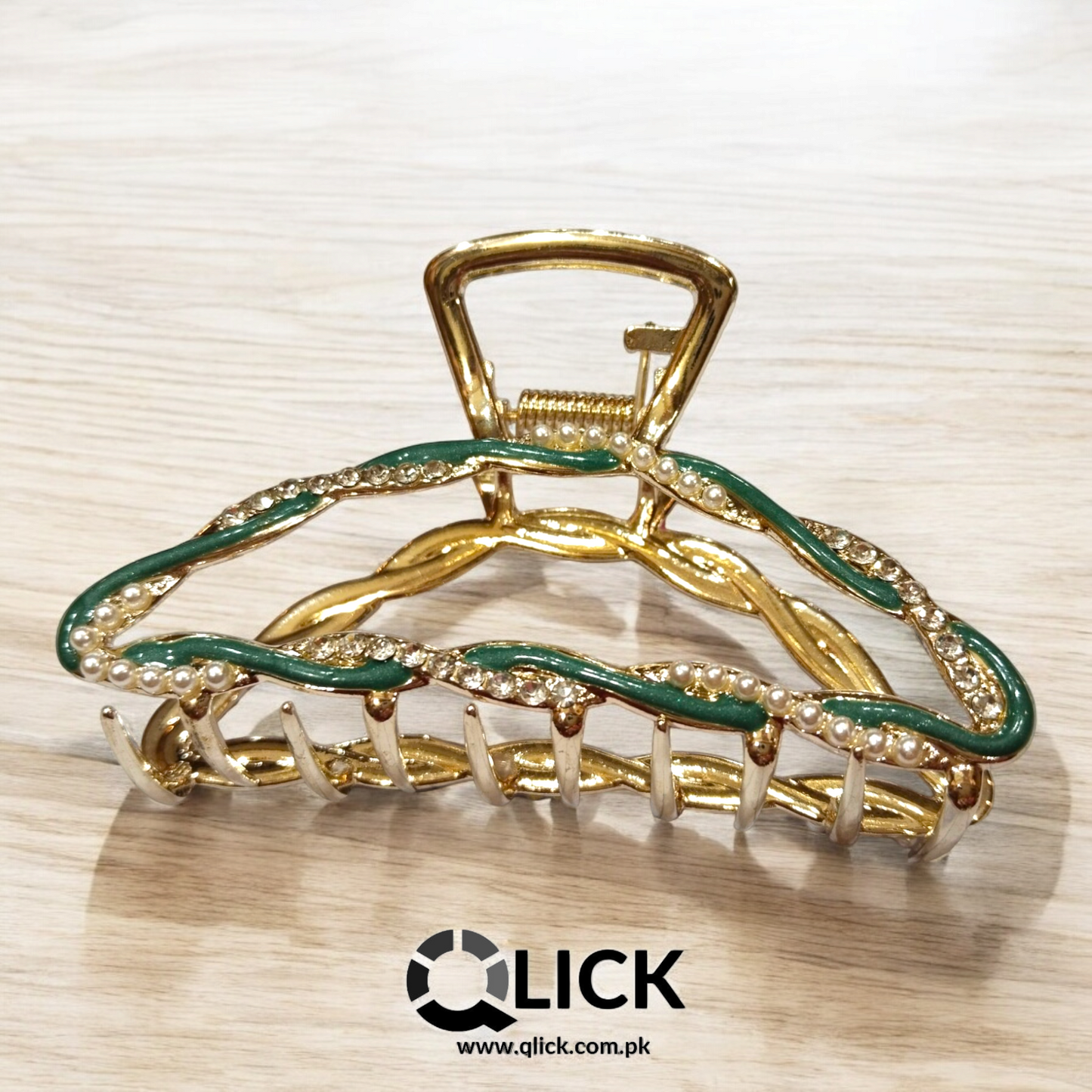 Rhinestone Pearl Braided Metal Hair Claw