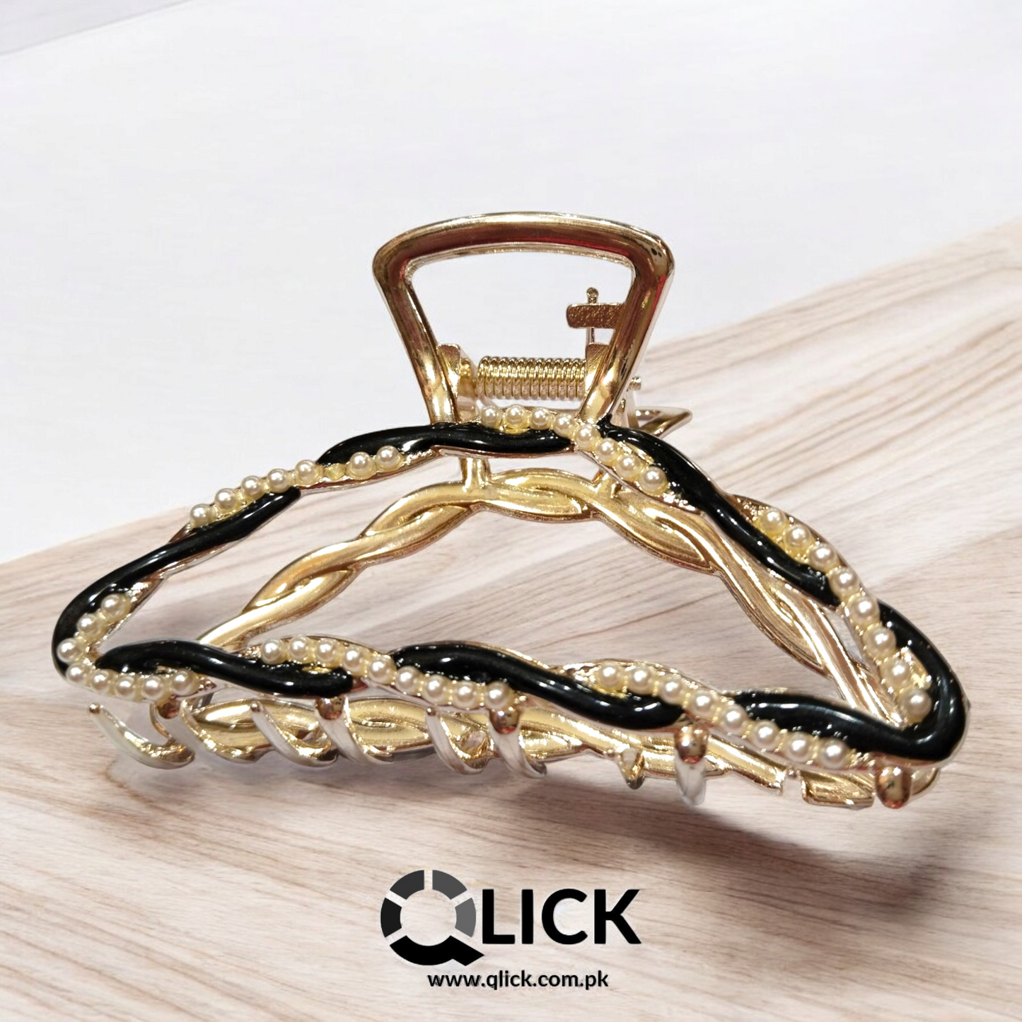 Rhinestone Pearl Braided Metal Hair Claw