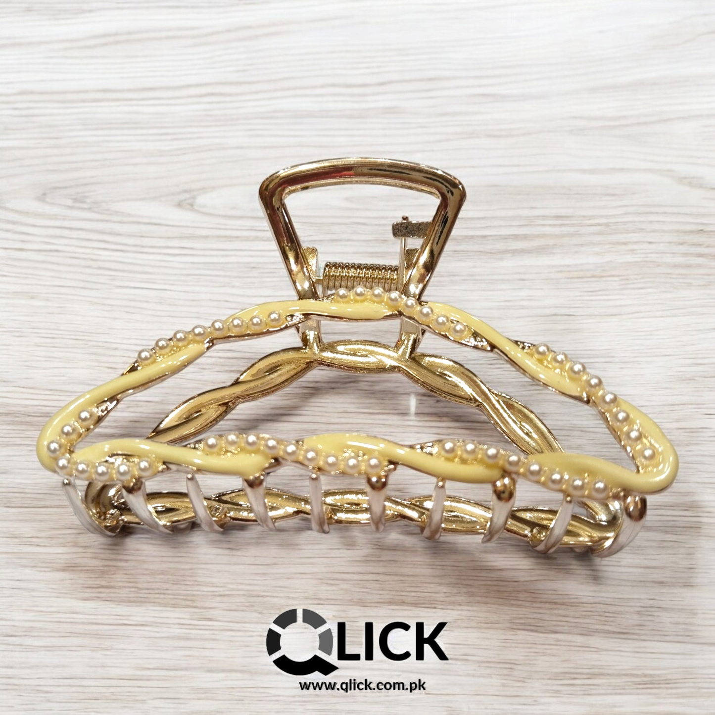 Rhinestone Pearl Braided Metal Hair Claw