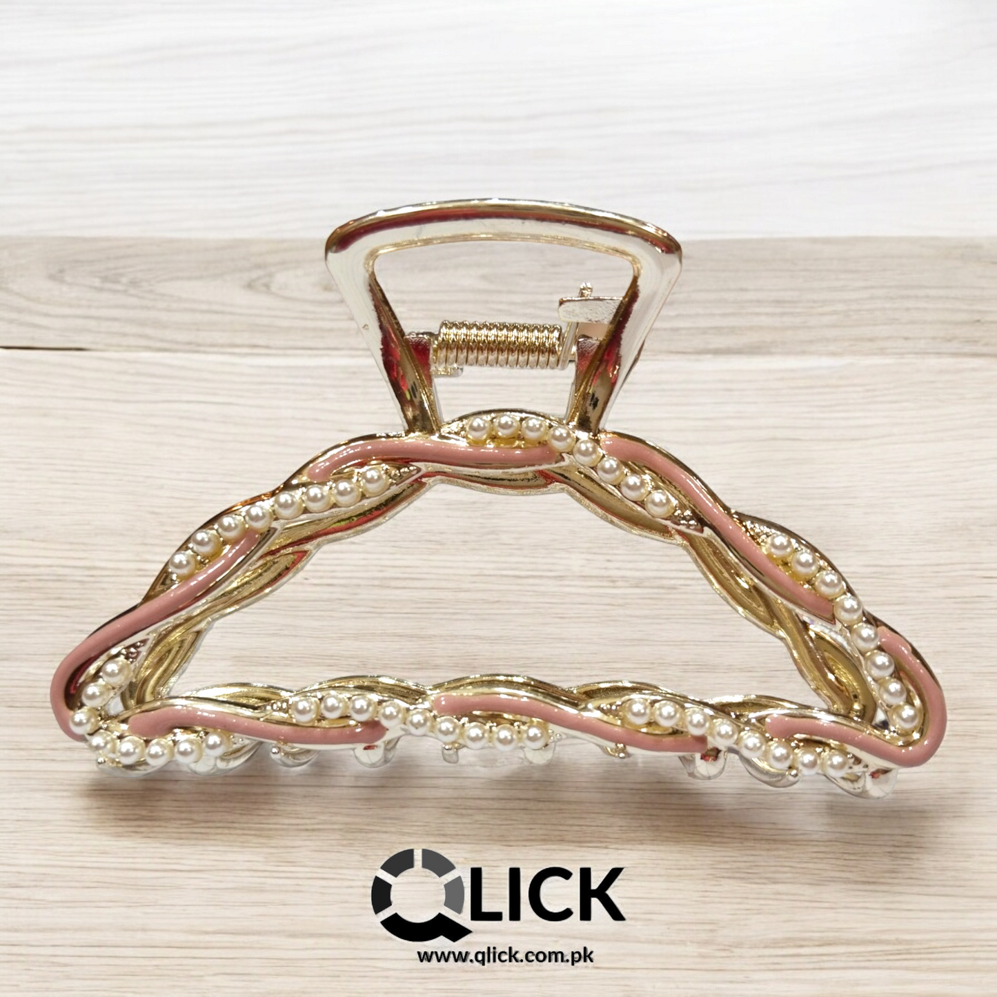 Rhinestone Pearl Braided Metal Hair Claw
