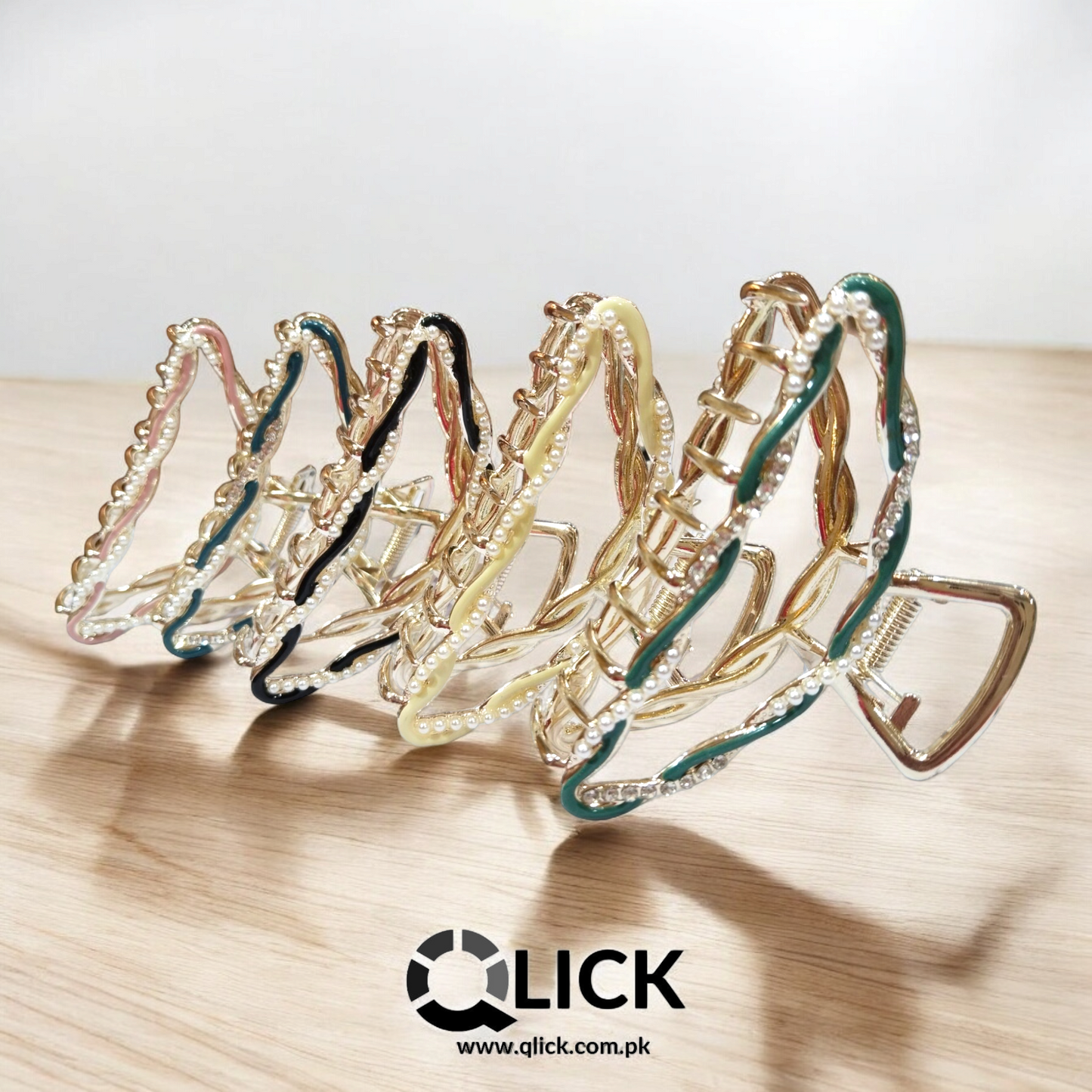 Rhinestone Pearl Braided Metal Hair Claw