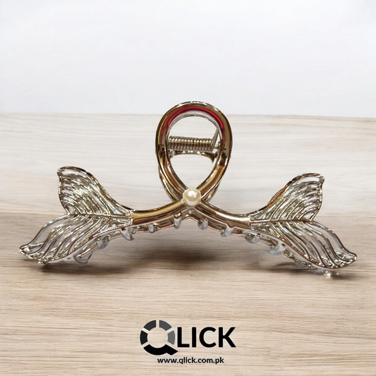 Pearl Fish Tail Metal Hair Claw