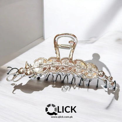 Antique Coin Metal Hair Claw