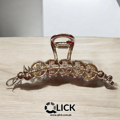 Antique Coin Metal Hair Claw
