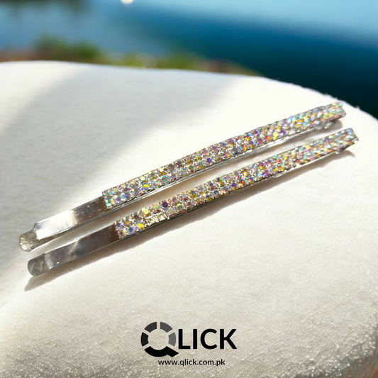 Large Rhinestone Metal Hair Pins (pair)
