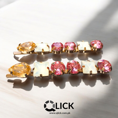 Large Shiny Crystal Diamond Hair Pins (pair)