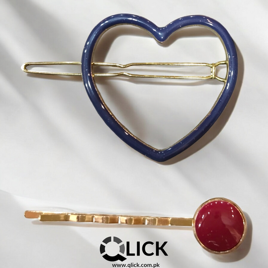 Heart Shape Metal Pins/Clips -2pcs