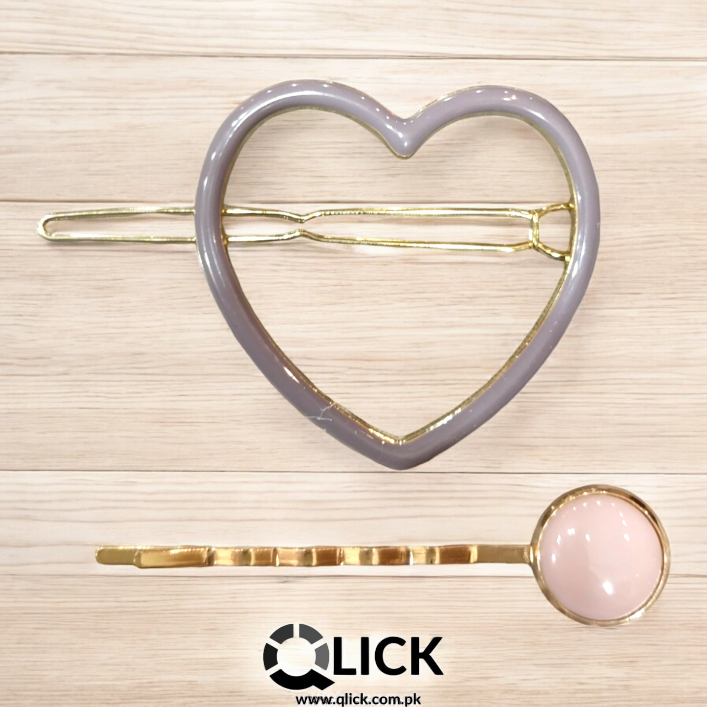 Heart Shape Metal Pins/Clips -2pcs