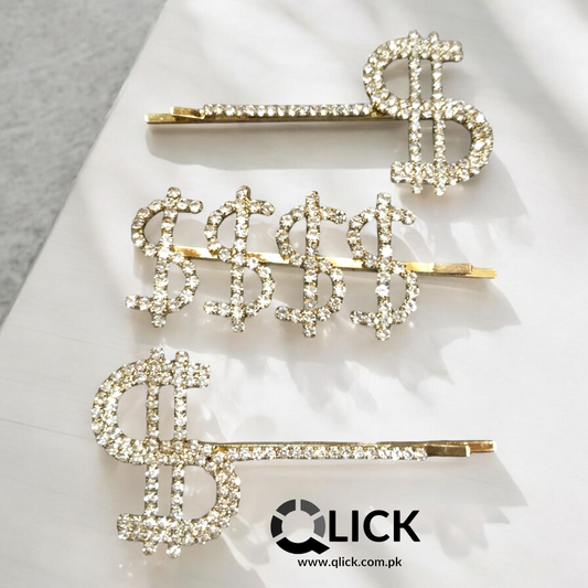 Text Rhinestone Hair Pins