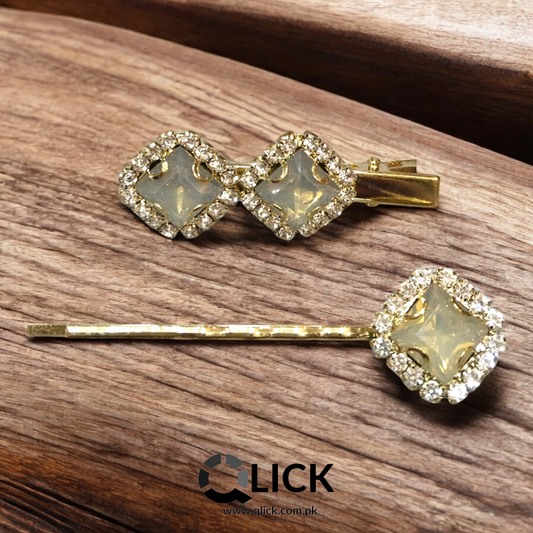 Gold Finish Elegant Hair Clip + Bobby Pin