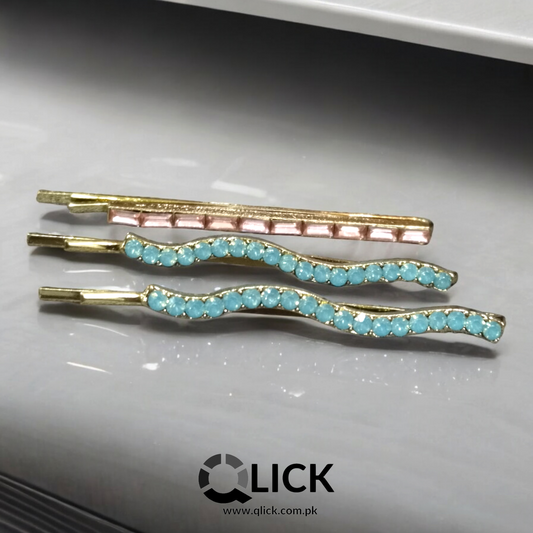 Shiny Stones Hair Pins set of 3