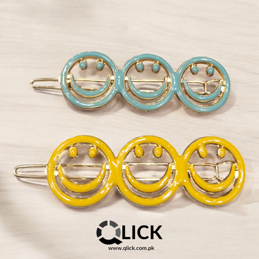 Smiley Face Metal Hair Clip (pair)