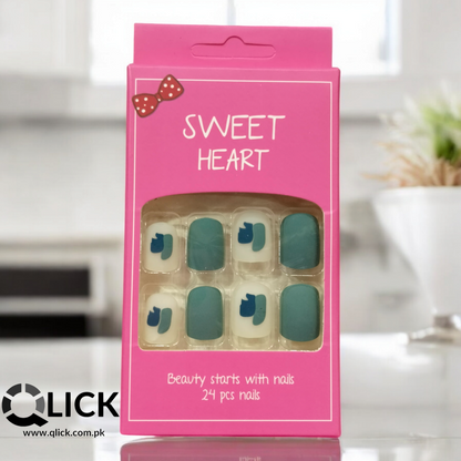 Small Square Matte False Nails/Press on Nails 24pcs+Nail Stickers