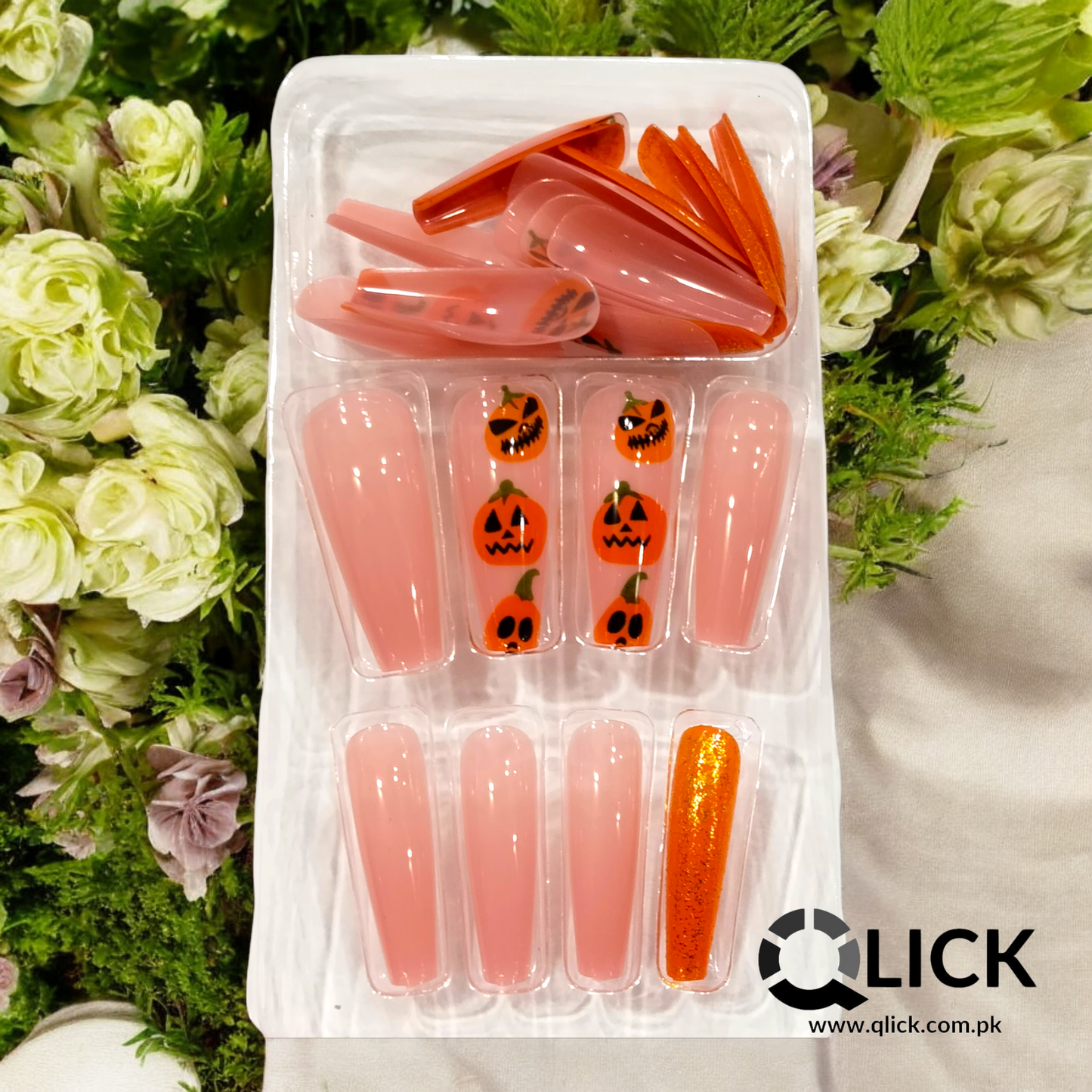 Long Coffin False Nails Halloween Theme/Pointed Tip/Press on Nails 24pcs