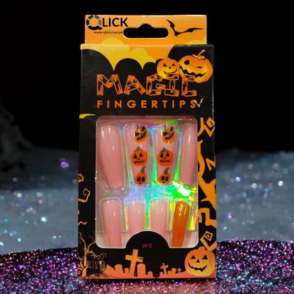 Long Coffin False Nails Halloween Theme/Pointed Tip/Press on Nails 24pcs