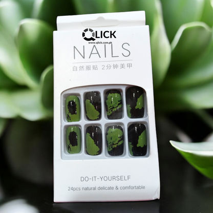 Medium Short False Nails/Press on Nails 24pcs+Nail Stickers