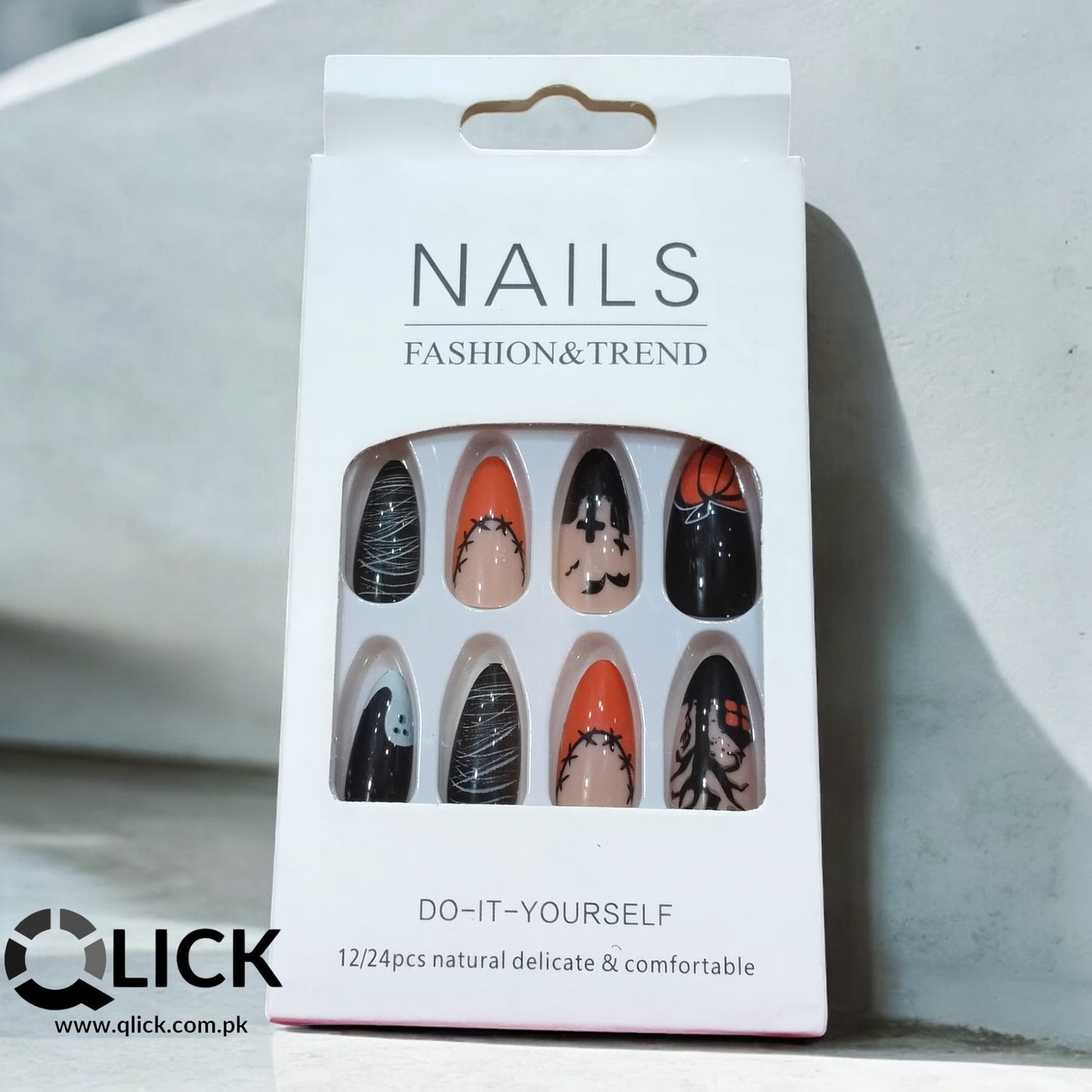 Almond shape False Nails Halloween Theme/Pointed Tip/Press on Nails 24pcs+Nail Stickers